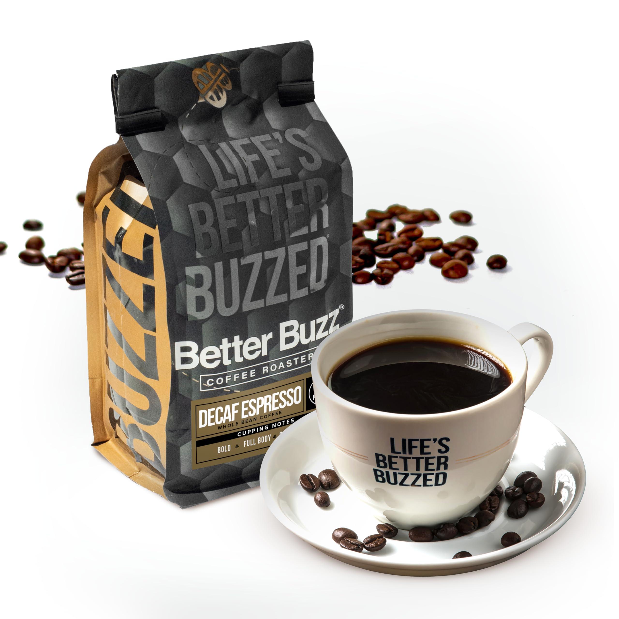 Better Buzz Coffee Roasters Better Buzz Decaf Espresso Dark Roast Whole Bean Coffee 12oz, Swiss Water Processed