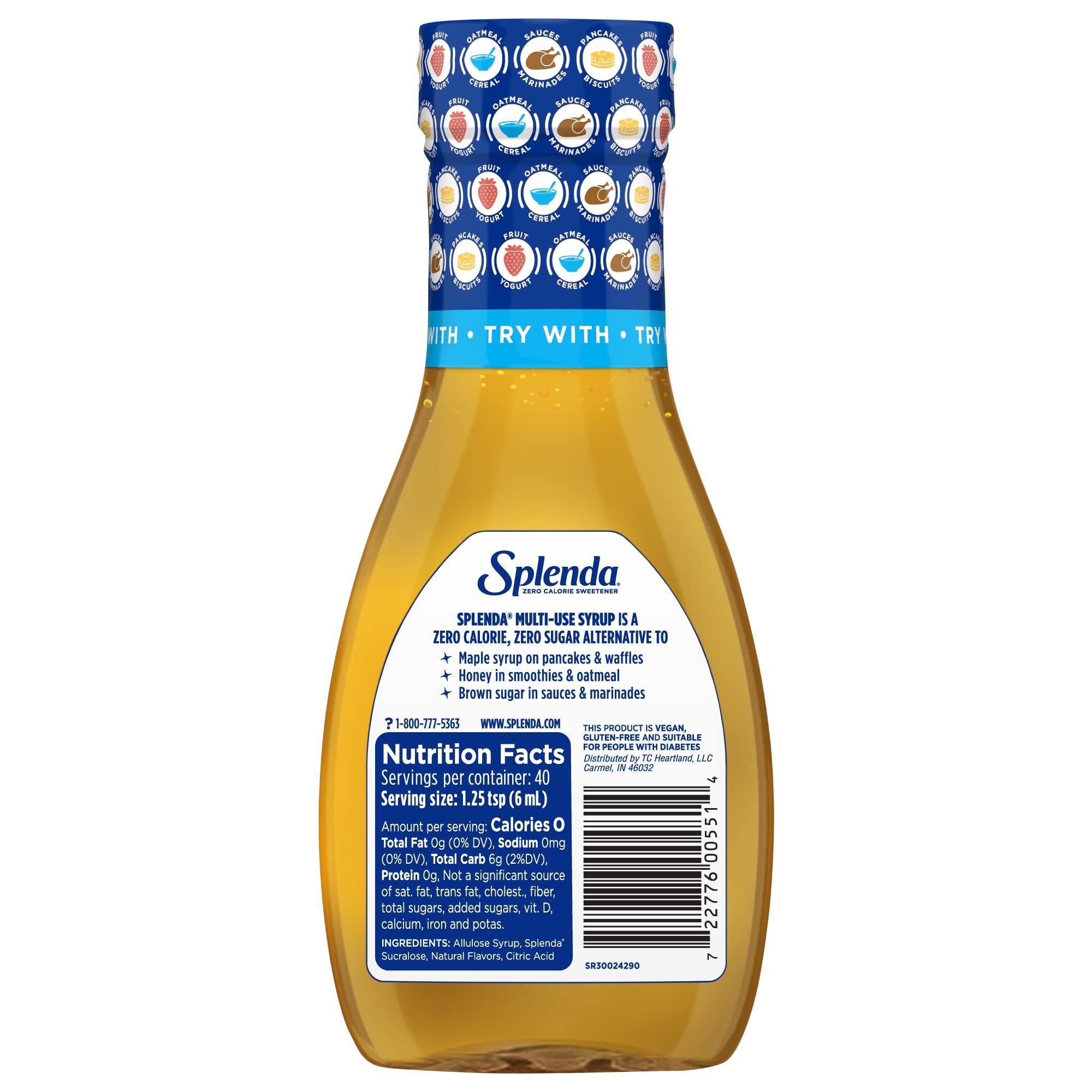 SPLENDA Splenda Multi-Use Allulose Syrup, Zero Calorie, Sugar Free Substitute for Maple Syrup, Honey, Agave and Brown Sugar, 8oz Bottle