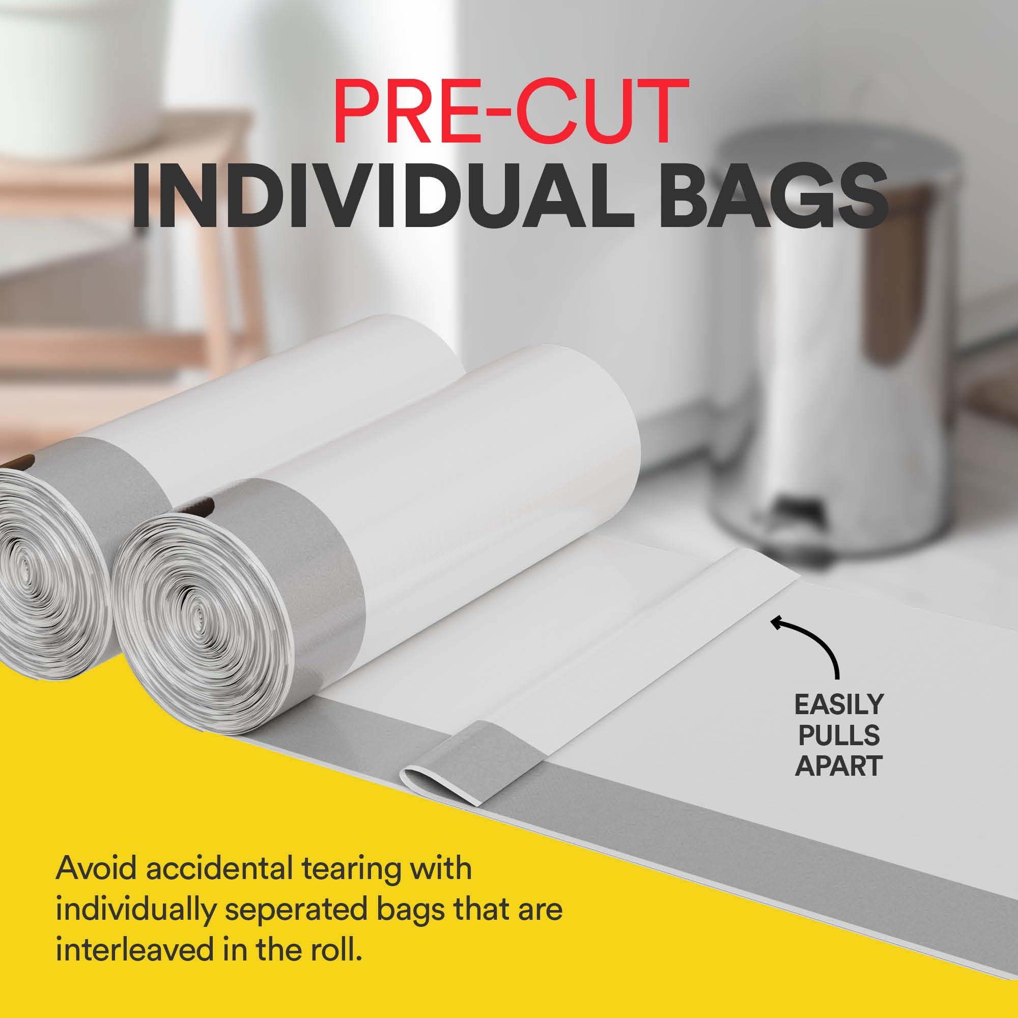 HOUZZKINGZ USA Small Trash Bags 4 Gallon Trash Bags Drawstring - 57 White Unscented Small Garbage Bags | Waste Basket Plastic Trash Can Liners | Bathroom House Cleaning Supplies