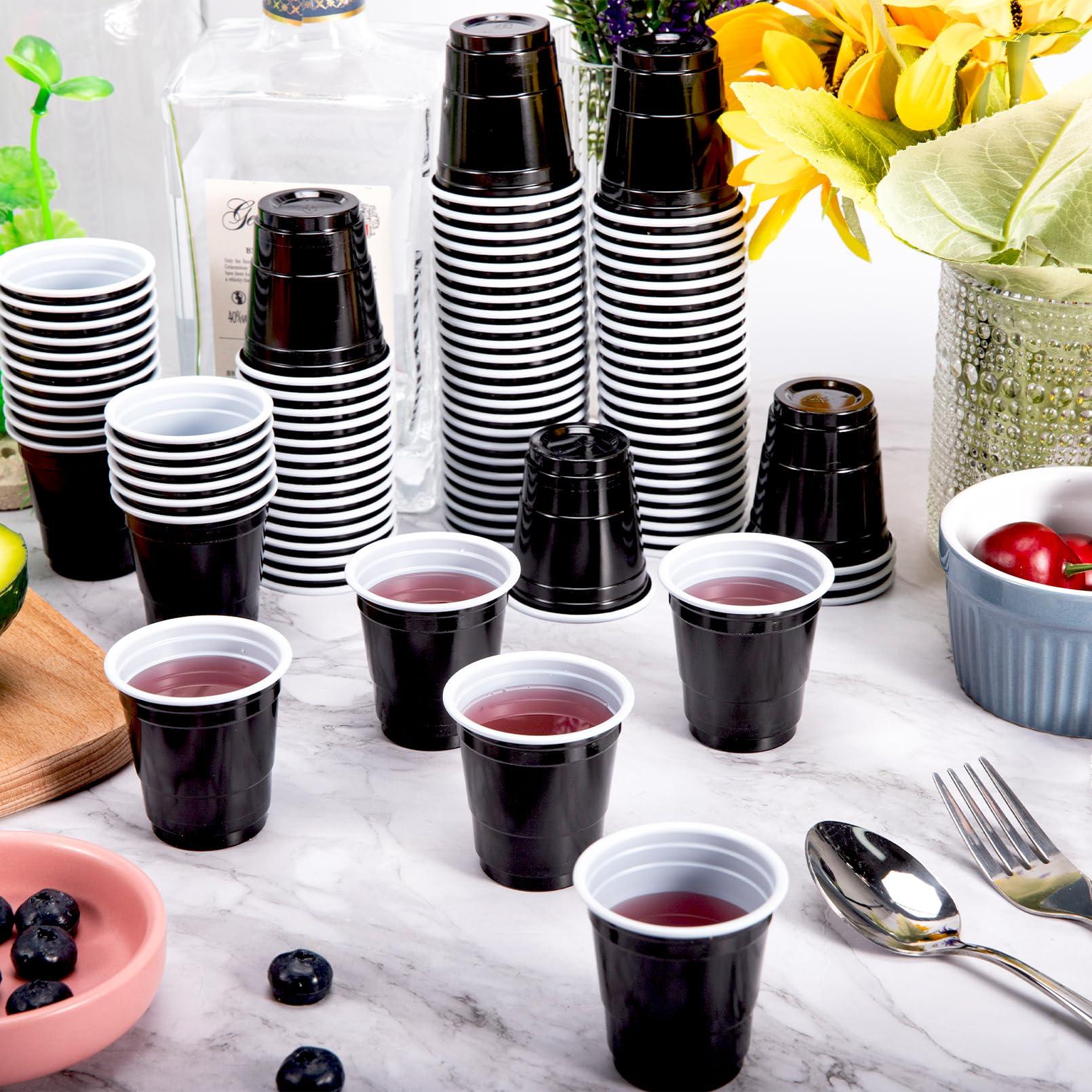 JEFHOMKIT JEFHOMKIT 200 Pcs Disposable Shot Cups,2 oz Plastic Shot Glasses,Mini Disposable Shot Glasses,Mini Party Cups for Tasting Serving Snacks Samples Birthday Halloween Christmas