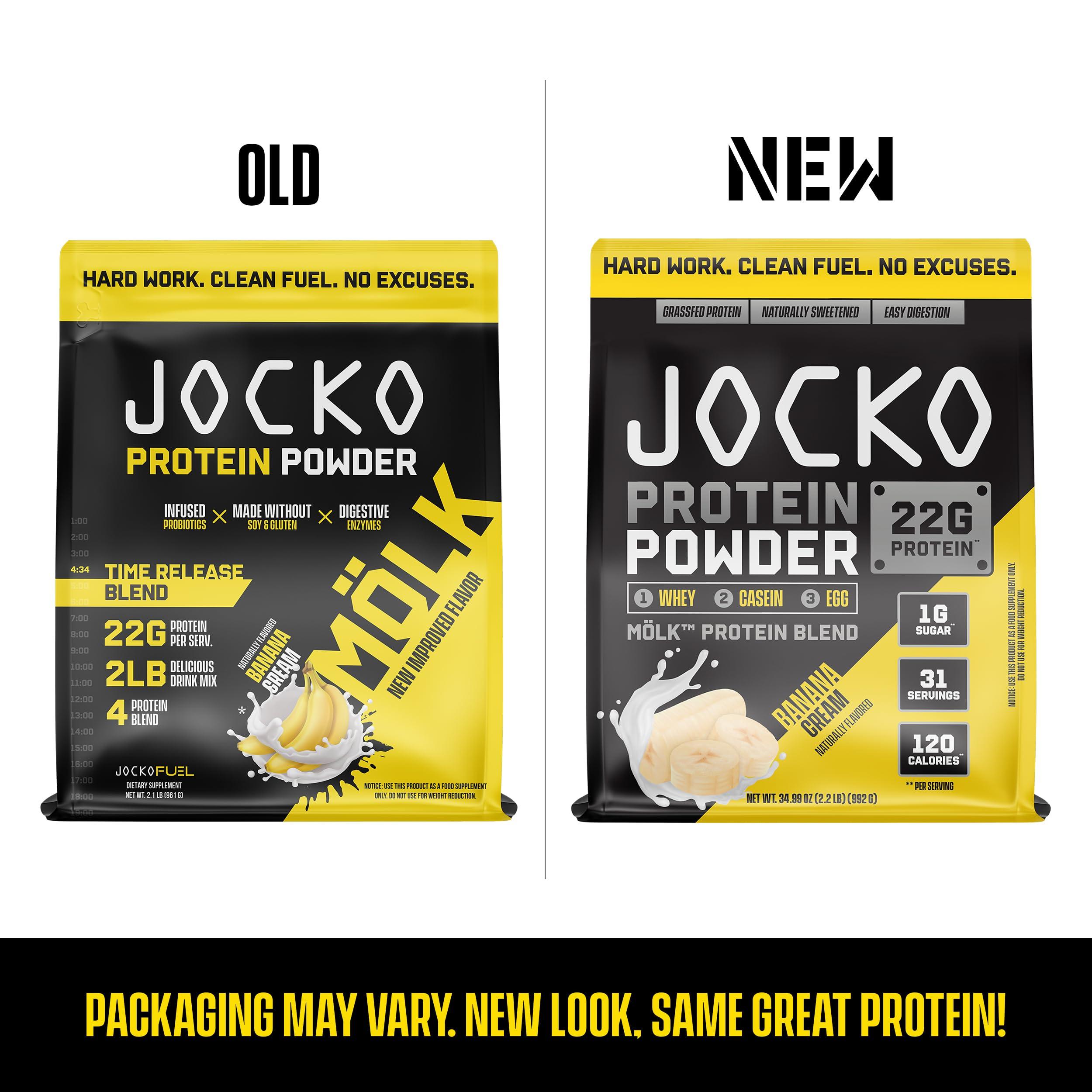 Jocko Fuel Jocko Mlk Whey Protein Powder 22g Low Sugar Monk Fruit Blend - Muscle Recovery & Growth, Packaging May Vary (31 Servings, Banana Cream)