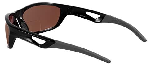 Mass Vision Mass Vision \'The Competitor\' 2 Pair of Lightweight Precision Sport Wrap Bifocal Sunglasses Featuring High Definition Lenses (Black/High Definition Amber, 2.5, x)