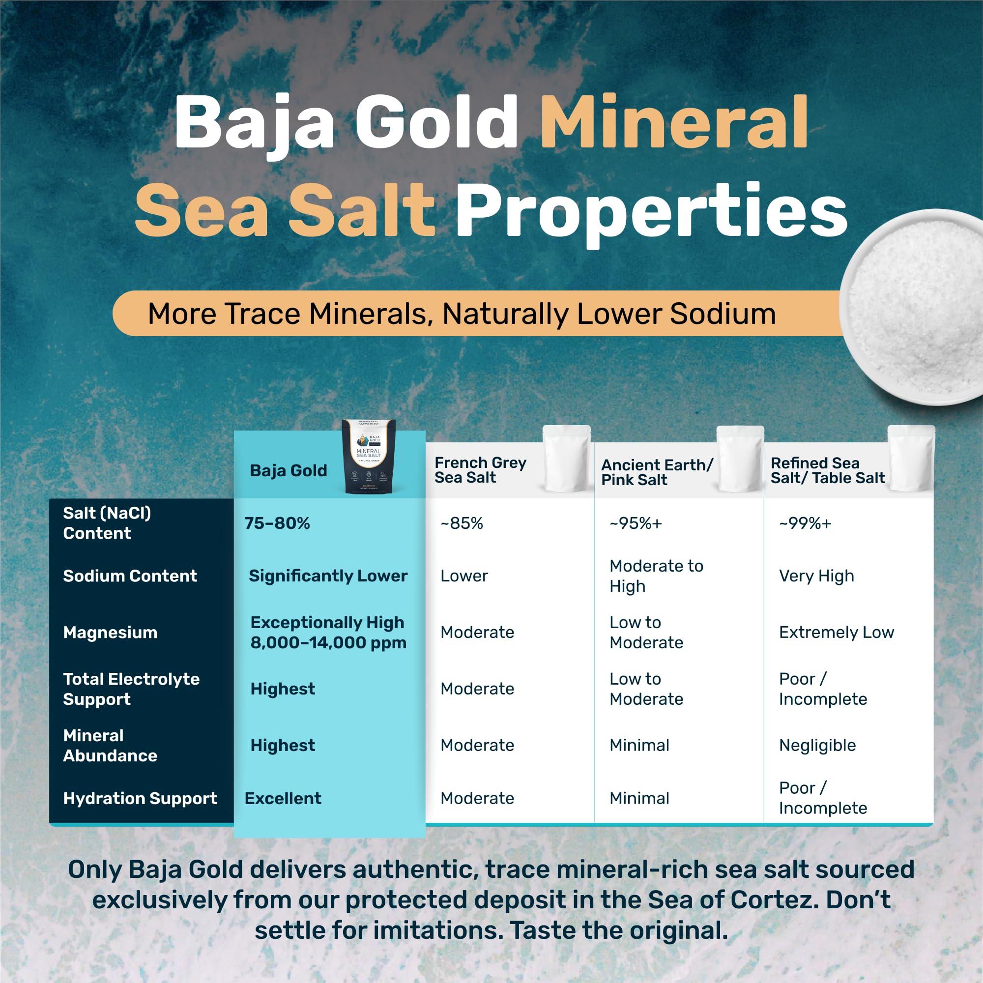 Baja Gold Baja Gold Mineral Sea Salt - Pure & Organic Authentic Salt for Cooking & Baking | Fine Grind Sea Salt - Low Sodium | Natural Baja Salt - Ideal for All Culinary Uses | 1 lb. Resealable Bag, 300+ Servings