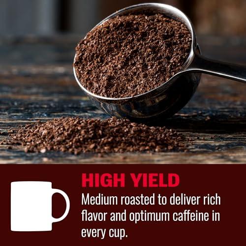 Hills Bros. Coffee Hills Bros High Yield Ground Coffee, Medium Roast, 23 Oz. Can Full-Bodied Rich Coffee Taste, Balanced for Optimum Caffeine