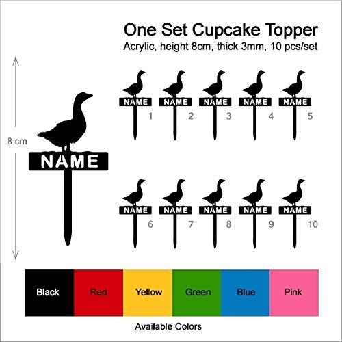 jjphonecase TA1031 Goose Barn Yard Animal Farm Silhouette Party Wedding Birthday Acrylic Cupcake Toppers Decor 10 pcs with Personalized Your Name