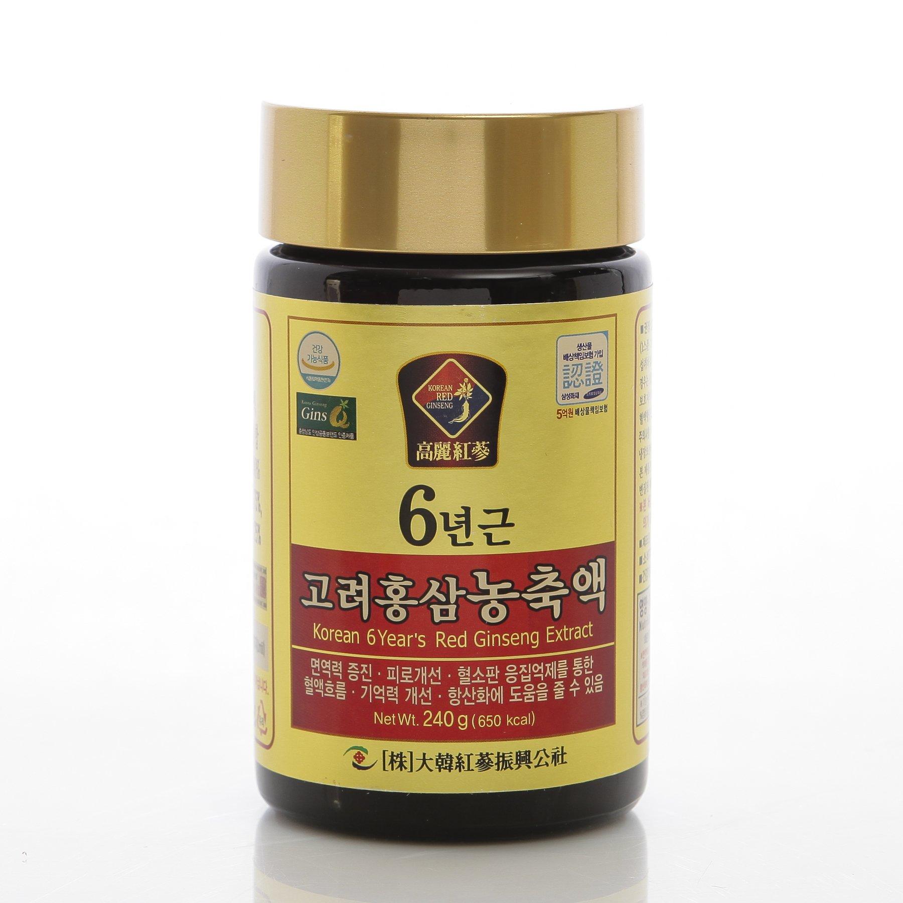 Dae Han Red Ginseng Promotion CO., LTD 240g(8.5oz), 100% Pure Korean 6years Root Red Ginseng Extract, Saponin, Panax