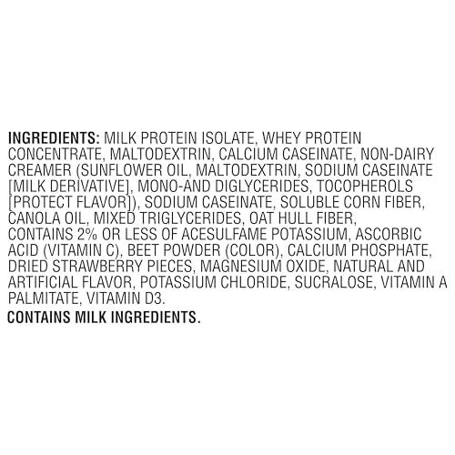 Muscle Milk Muscle Milk Genuine Protein Powder, Strawberries ‘N Crème, 1.93 Pounds, 12 Servings, 32g Protein, 3g Sugar, Calcium, Vitamins A, C & D, NSF Certified for Sport, Energizing Snack, Packaging May Vary