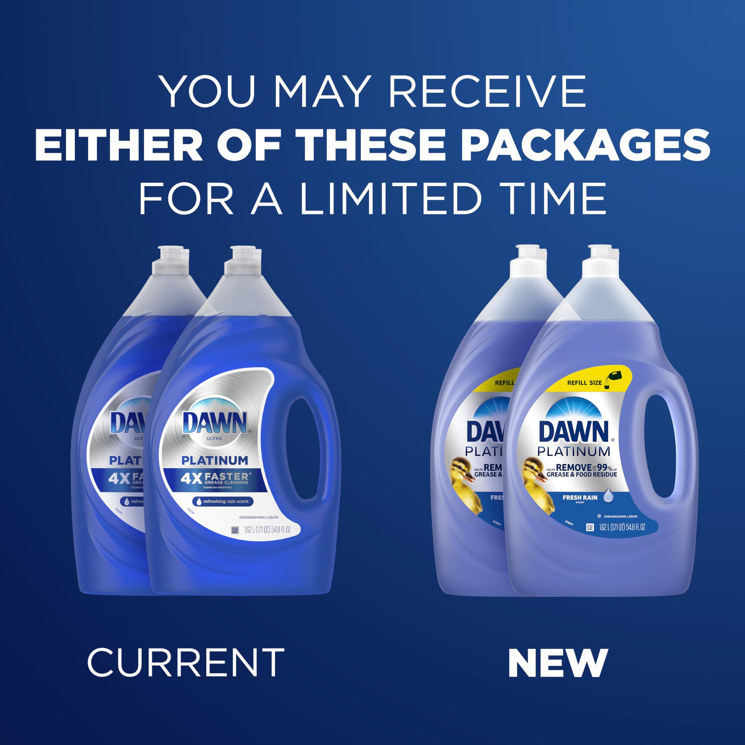 Dawn Dawn Platinum Dish Soap Liquid, Dishwashing Liquid, Dish Detergent Liquid, Refreshing Rain Scent, 54.8 fl oz (Pack of 2)