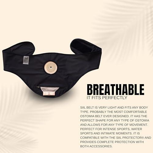 SIIL SIIL Stoma Belt For Men & Women Black Stoma Bag Covers for Colostomy Ileostomy & Urostomy, Stoma Support Belt Compatible w/Convatec Coloplast Hollister & Other Stoma Bags, Sports & Swimming Belt XXXL