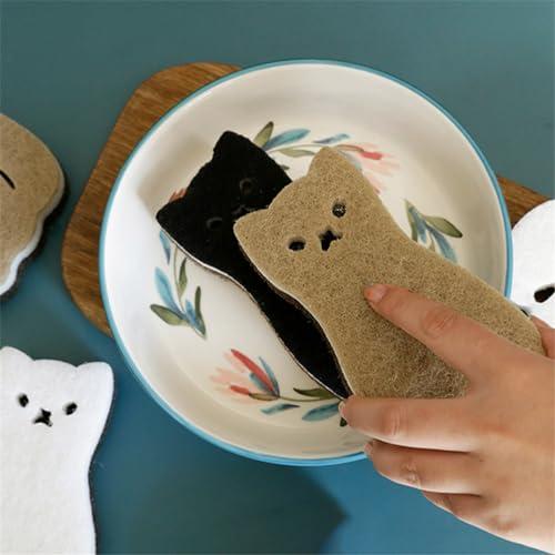 ASkinds ASkinds 8Pcs Magic Cleaning Sponge Cute Cartoon Cat Cleaning Sponge Non Scratch Dish Washing Pad Kitchen Scrubber Sponge Scouring Pad Set for Dishes Pots Pans