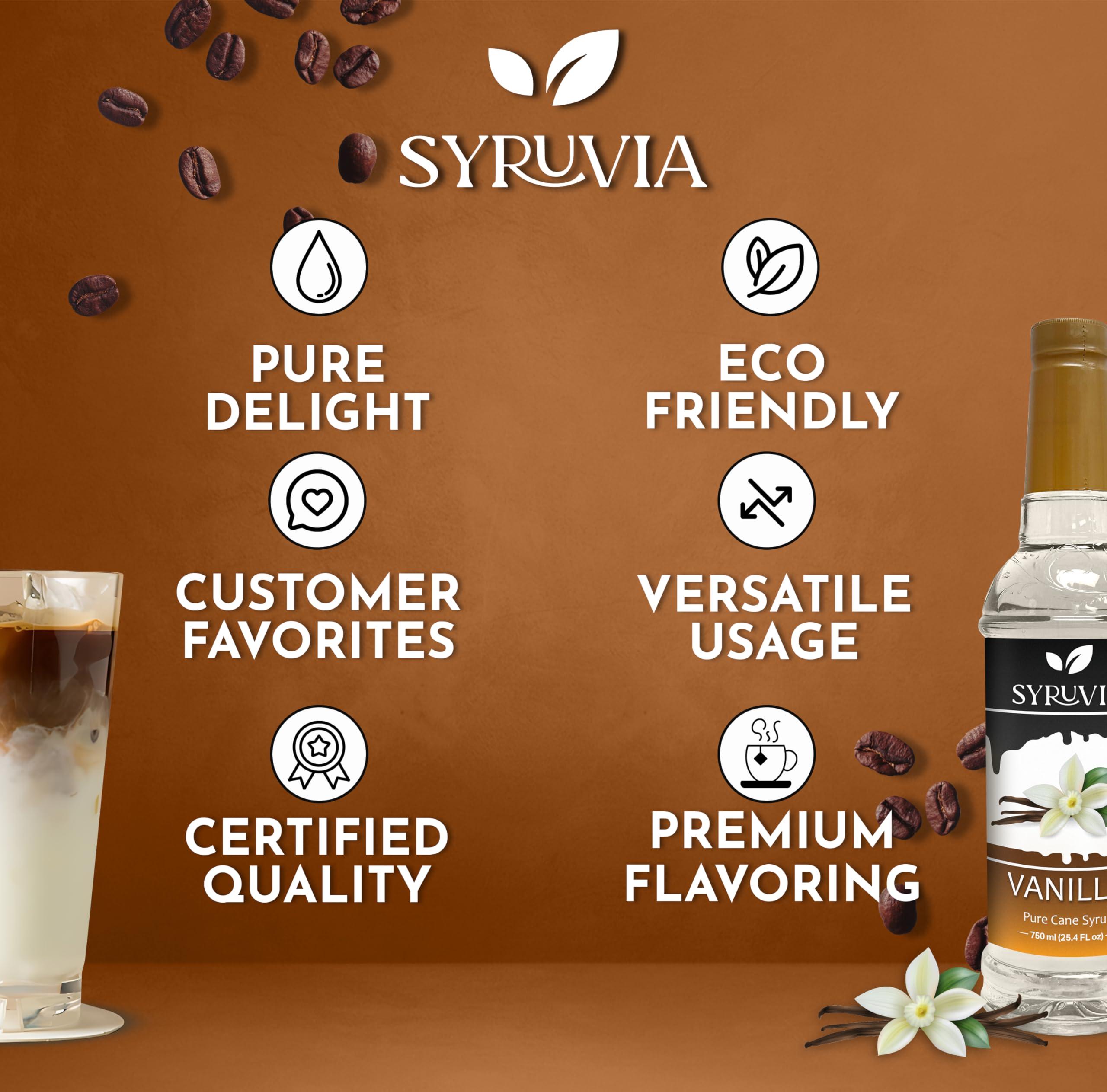 SYRUVIA Syruvia Vanilla Syrup for Coffee with Pump 25.4 fl oz Kosher,