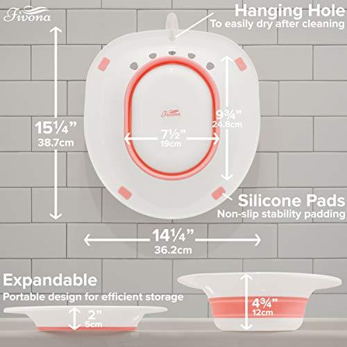 FIVONA Fivona Sitz Bath for Toilet Seat with Massage Hand Flusher; Postpartum Care and Hemorrhoid Treatment; BPA Free V-Steaming Kit; Perfect for Perineal Soak and Portable Bidet