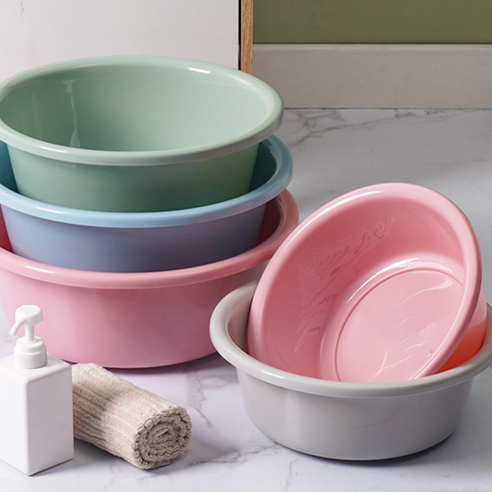 HERCHR HERCHR Round Plastic Wash Basin, Round Dish Wash Basin Dish Wash Tub Bathroom Water Tub Plastic Portable Dish Tub for Camping, 11.6x3.9in, Blue