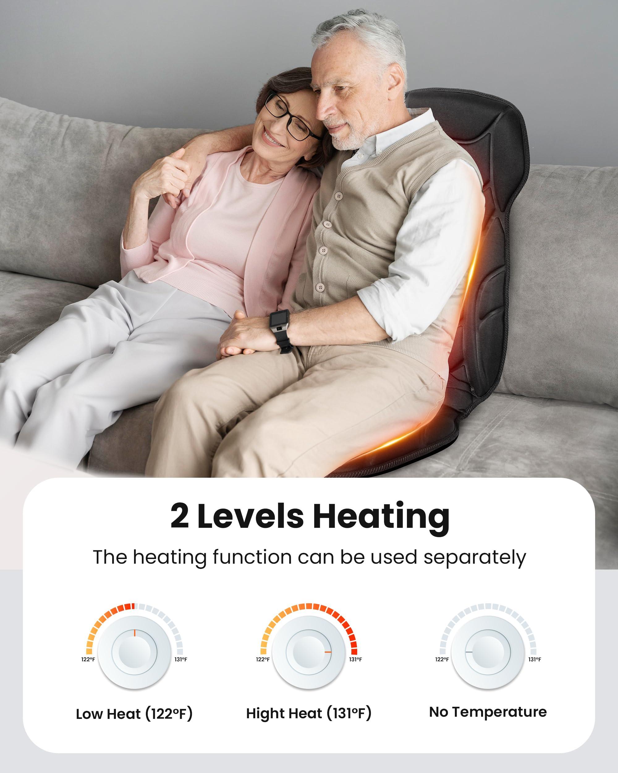 COMFIER COMFIER Back Massager with Heat, Vibration Massage Seat Cushion with 8 Massage Nodes & 5 Modes, Adjustable Chair Massage Pad for Home Office, Heated Chair Pad,Gifts for Him Her