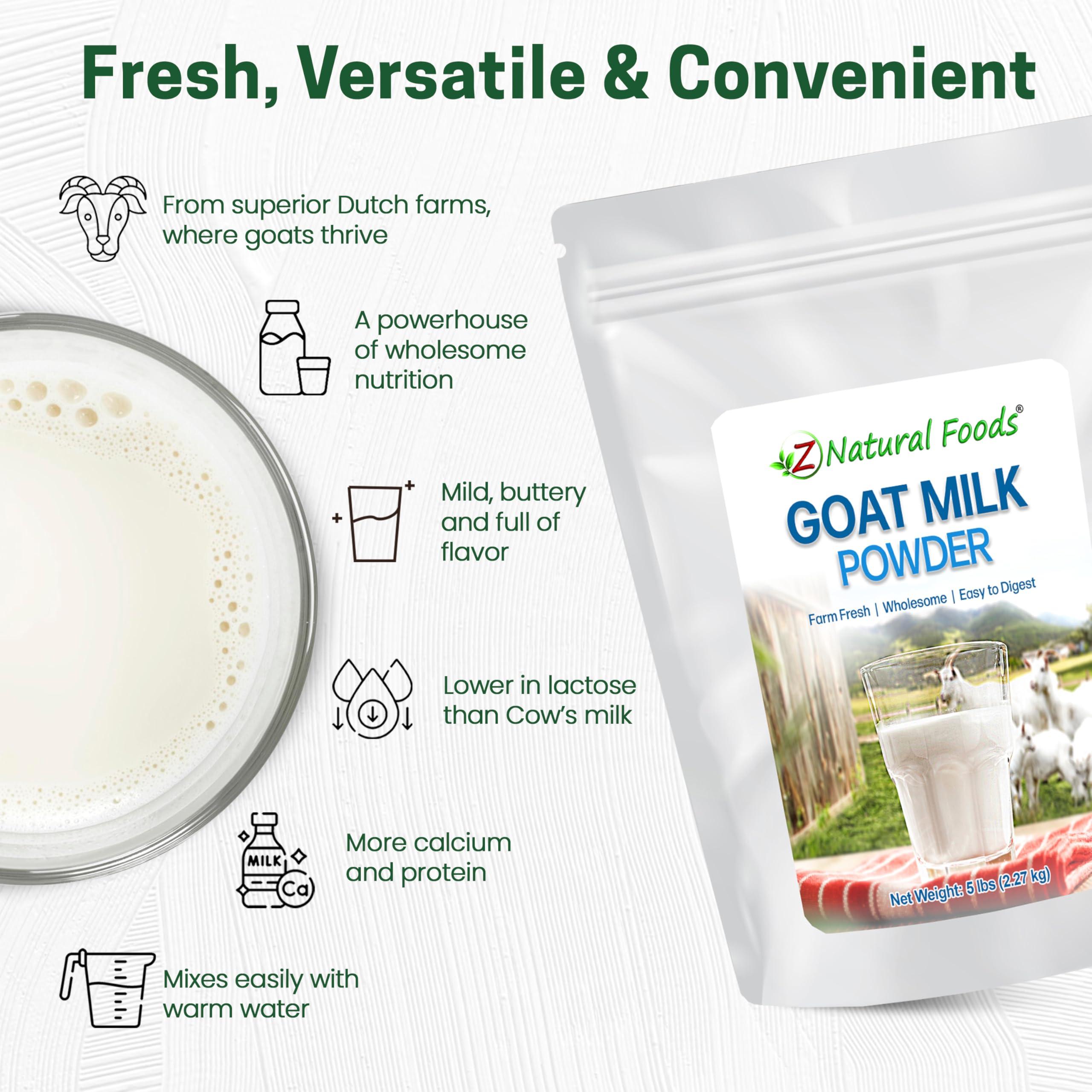 Z Natural Foods Z Natural Foods Goat Milk Powder - Pure Netherlands Full Cream Milk, Powdered Goat Milk, Highly Nutritious, Easy Digestion - Whole Goats Milk for Adults for Smoothies, Cooking, Baking, 5 lbs