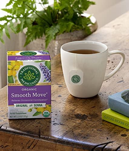 Traditional Medicinals Traditional Medicinals Organic Smooth Move with Senna Herbal Tea, Relieves Occasional Constipation, (Pack of 3) - 48 Tea Bags Total