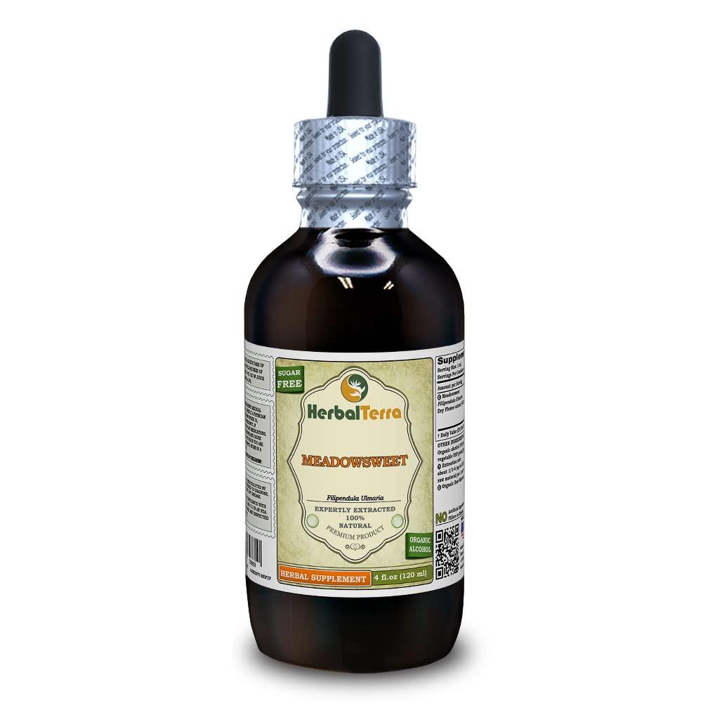 Herbal Terra LLC Meadowsweet (Filipendula Ulmaria) Tincture, Organic Dried Flowers Liquid Extract (Brand Name: HerbalTerra, Proudly Made in USA) 4 fl.oz (120 ml)