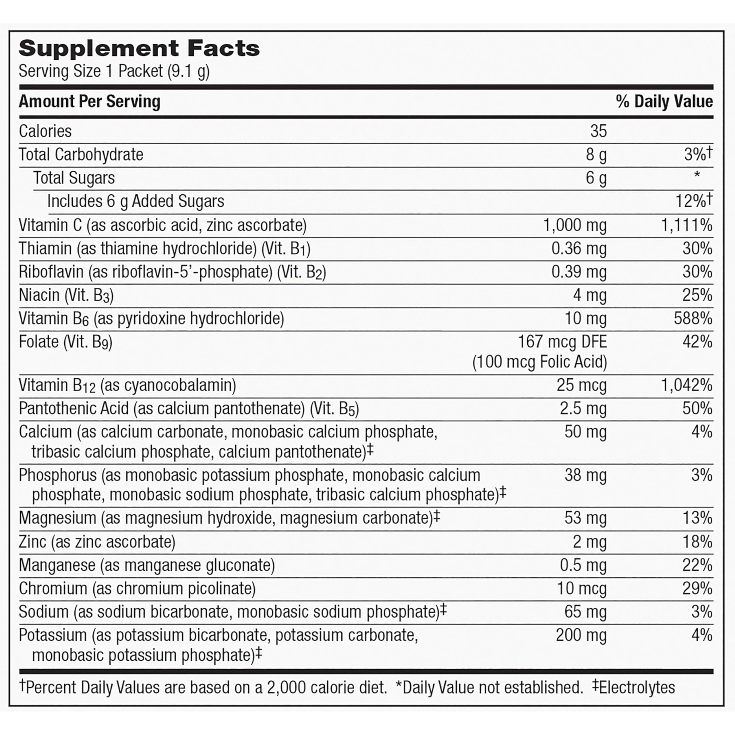 Emergen-C Emergen-C 1000mg Vitamin C Powder for Daily Immune Support Caffeine Free Vitamin C Supplements with Zinc and Manganese, B Vitamins and Electrolytes, Super Orange Flavor - 2 Count