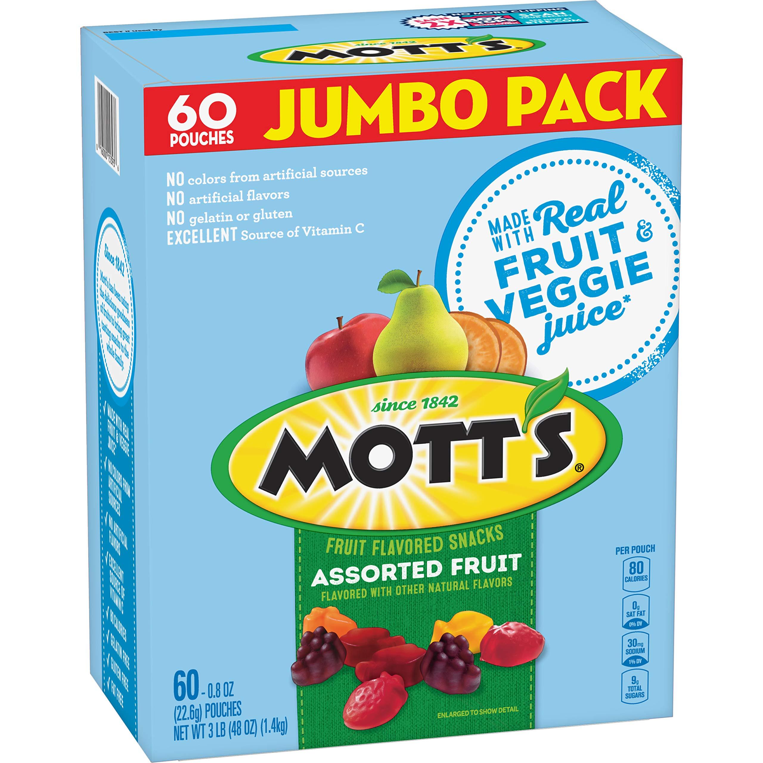 Mott\'s Mott\'s Mott\'s Fruit Flavored Snacks Assorted Fruit, 60Count