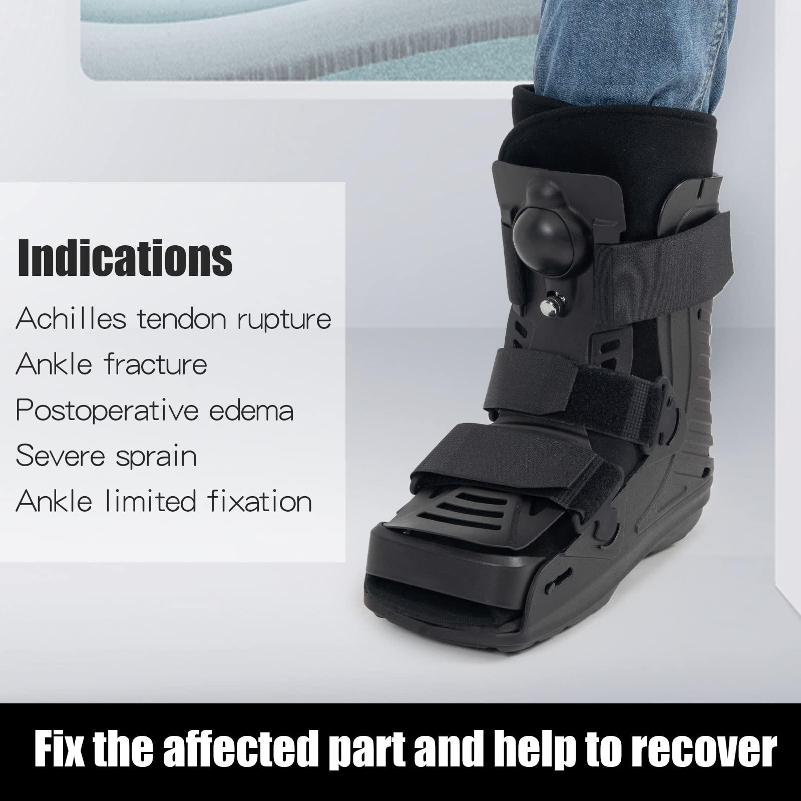 GHORTHOUD GHORTHOUD Air Cam Walker Fracture Boot Medical Inflatable Walking Boot Orthopaedic Boot for Sprained Ankle, Short Air Walker Brace for Broken Foot Achilles Tendon Injury Black (Large)