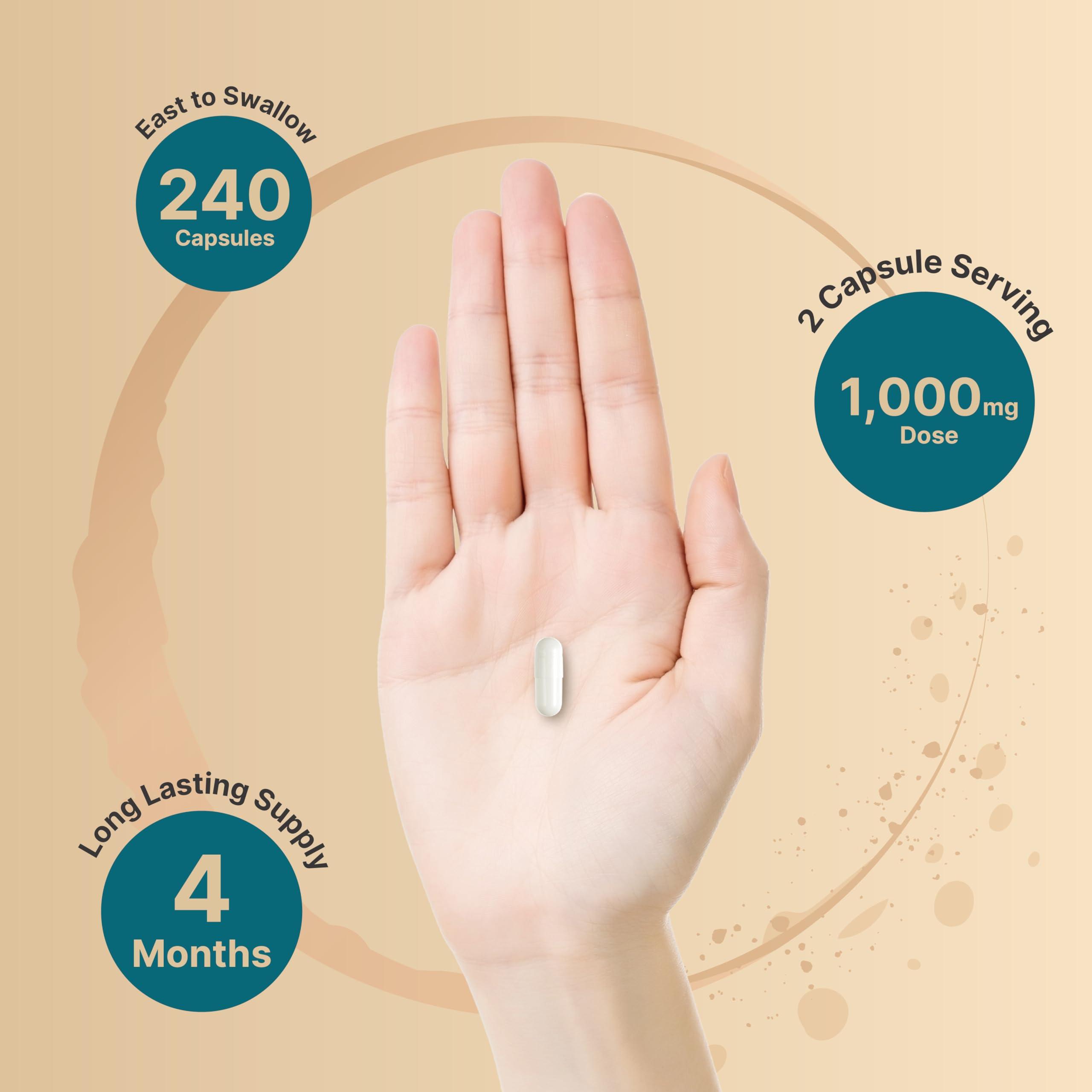 NatureBell NatureBell Magnesium Glycinate Supplement 1,000mg | 500mg Per Capsule, 240 Pills | 100% Chelated & Purified Non-GMO & Gluten Free