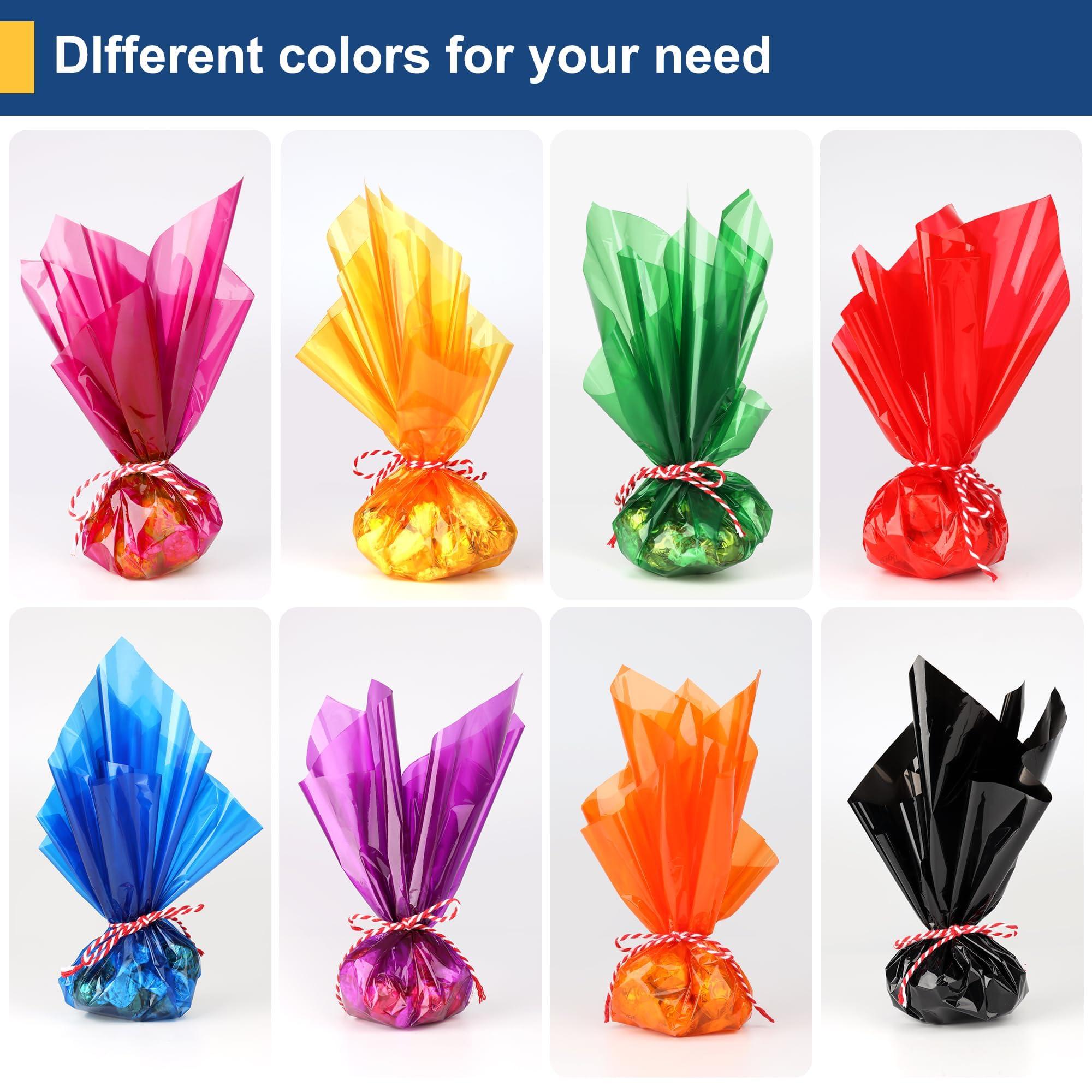 POPGIFTU POPGIFTU Blue Cellophane Wrap Roll | Unfolded 34in Wide X 100ft Long | 3Mil Thick Blue Transparent Paper | Gifts, Baskets,Treats, Cellophane Roll Blue | Colored Cellophane Roll