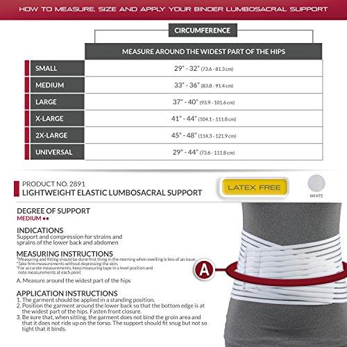 OTC OTC Lumbosacral Support, 7-inch Lower Back, Lightweight Compression, Elastic, White, Large