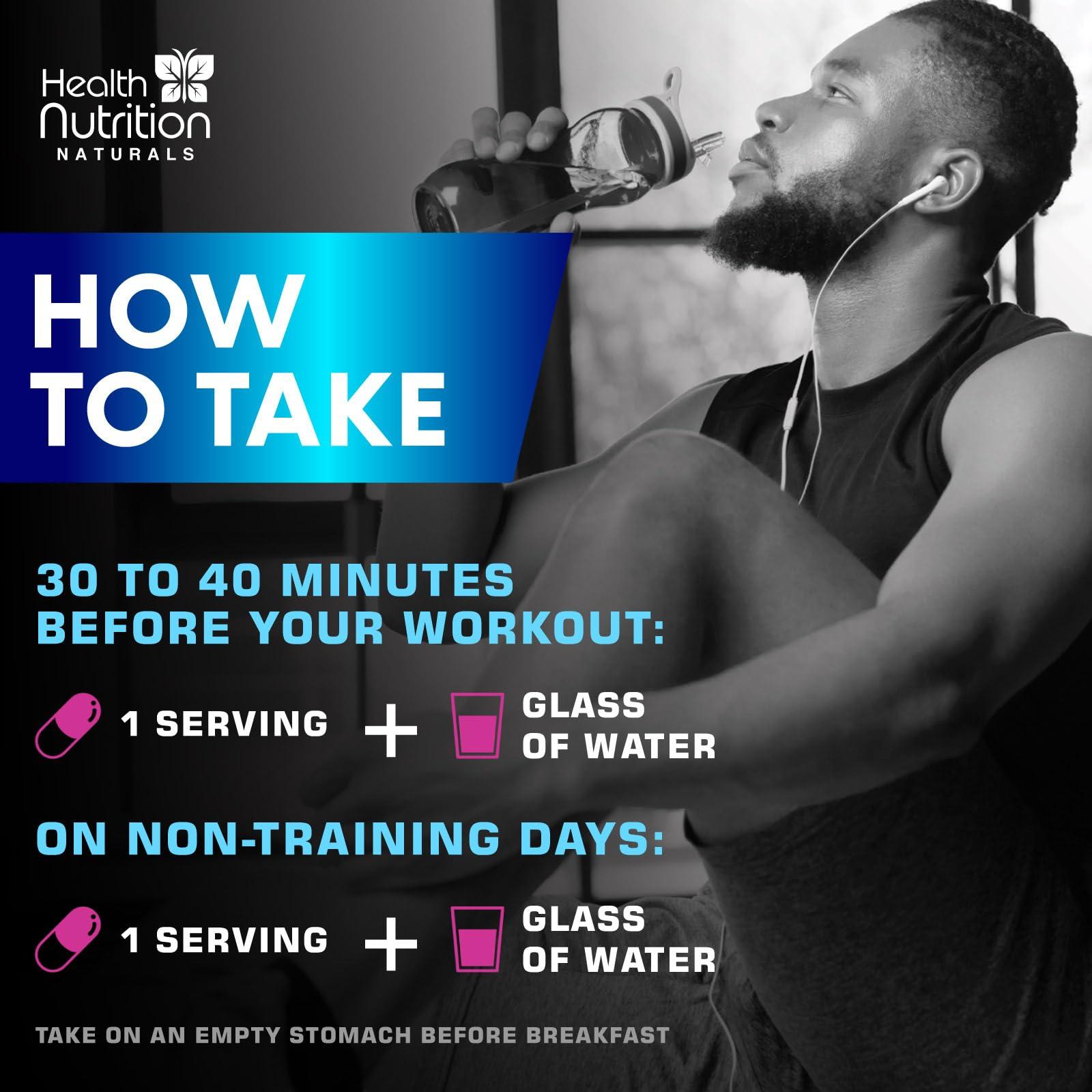 Health Nutrition Naturals Extra Strength Nitric Oxide Supplement L Arginine 3X Strength - Citrulline Malate, AAKG, Beta Alanine - Premium Muscle Supporting Nitric Booster for Energy & Strength to Train Harder - 240 Capsules