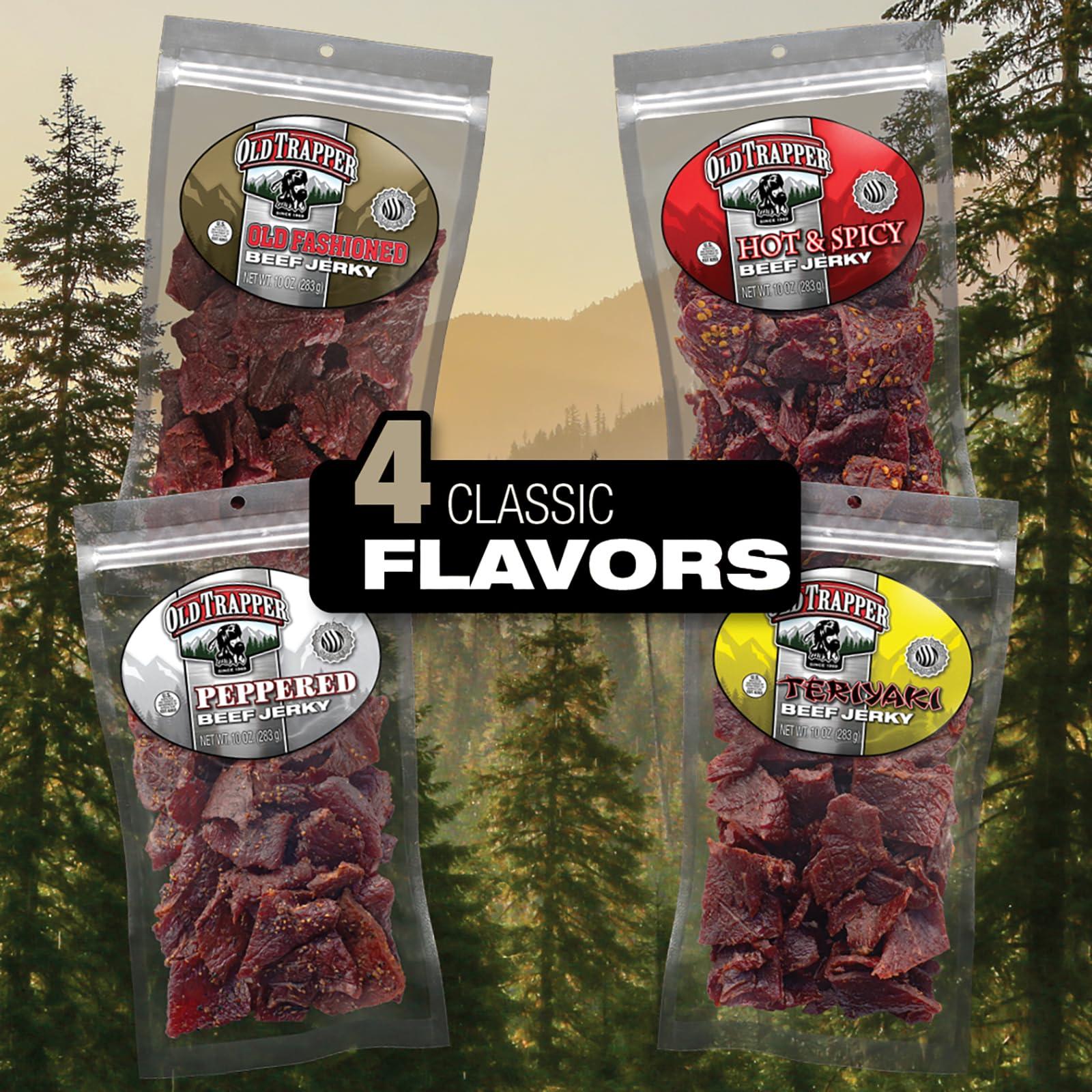 Old Trapper Old Trapper Beef Jerky, Old-Fashioned 10-Ounce Bag, Tender Meat Snacks for Lunches or Between Meals, 11 Grams of Protein, Zero Grams of Fat, and 70 Calories per Ounce (Pack of One)