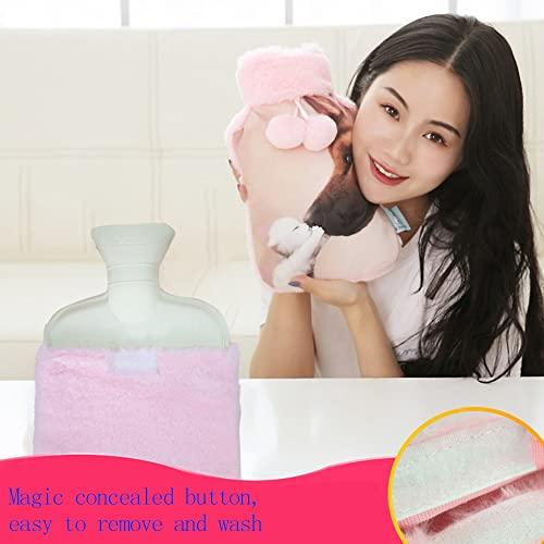 BcofoA BcofoA Hot Water Bottle, Flannel Cover with pet Pattern, 2 liters Large Capacity, Warm Hands and feet, Warm The Whole Body. (Color : Cat 1, Size : Large)