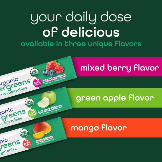 Zena Fit Nutrition Zena Organic Super Greens Powder, 70+ Superfoods Drink Mix, 0 Sugar, 3G Fiber, Fruits, Veggies, Spirulina, Chlorella, Antioxidants, Pre & Probiotics, Digestive Enzymes, Mixed Berry Flavor, 30 Packets