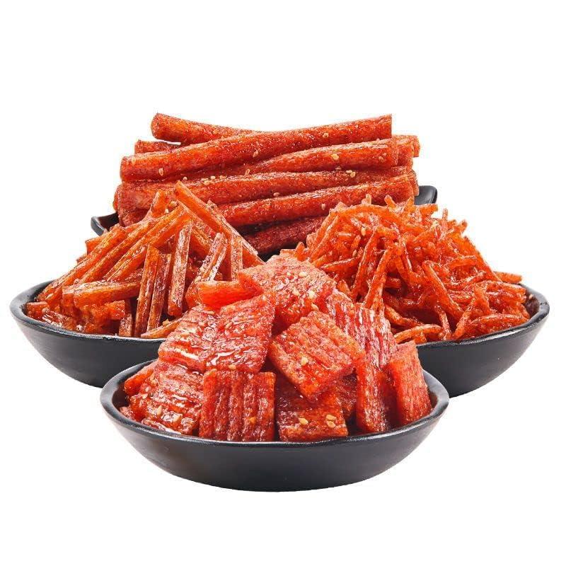 RETBST Chinese Spicy Latiao, Spicy sticks snack gift pack, Spicy and hot latiao snacks, Ready-to-eat spicy gluten, Office casual snack, Spicy slices spicy strips, Chinese specialties (4 bags(280g))
