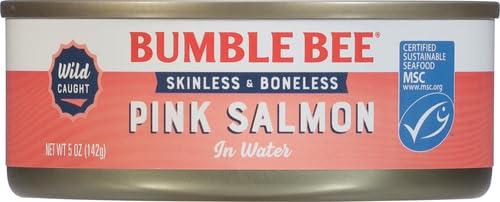 Bumble Bee Bumble Bee Skinless & Boneless Canned Pink Salmon in Water, 5 oz Can - Premium Wild Caught Salmon - 20g Protein per Serving - Gluten Free, Kosher, MSC Certified (Pack of 6)