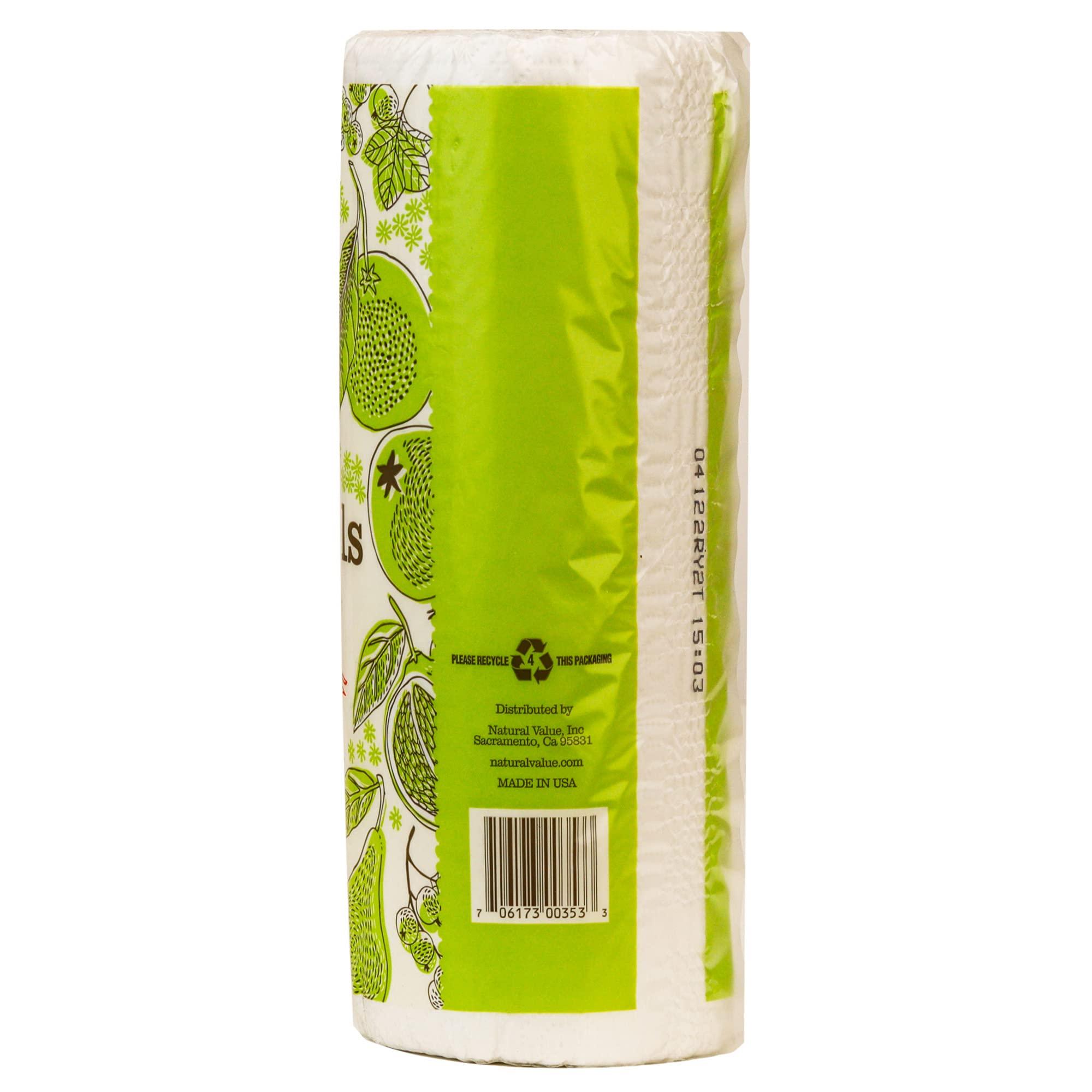Natural Value Natural Value 100% Recycled Paper Towels, Single Roll 2 ply Quilted Full sized Sheets, 80 Sheets (4 Pack), No Dyes, Ink, Frangrance, No Chlorine Bleach, 80% Post-Consumer Recycled Content