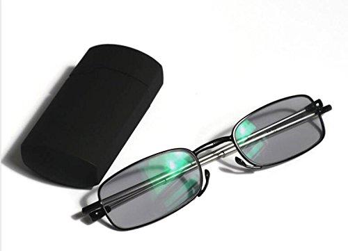 Prosool Photochromic + Readers Compact Folding Glasses Reading Change To Gray On Sun (Black, 2.25)