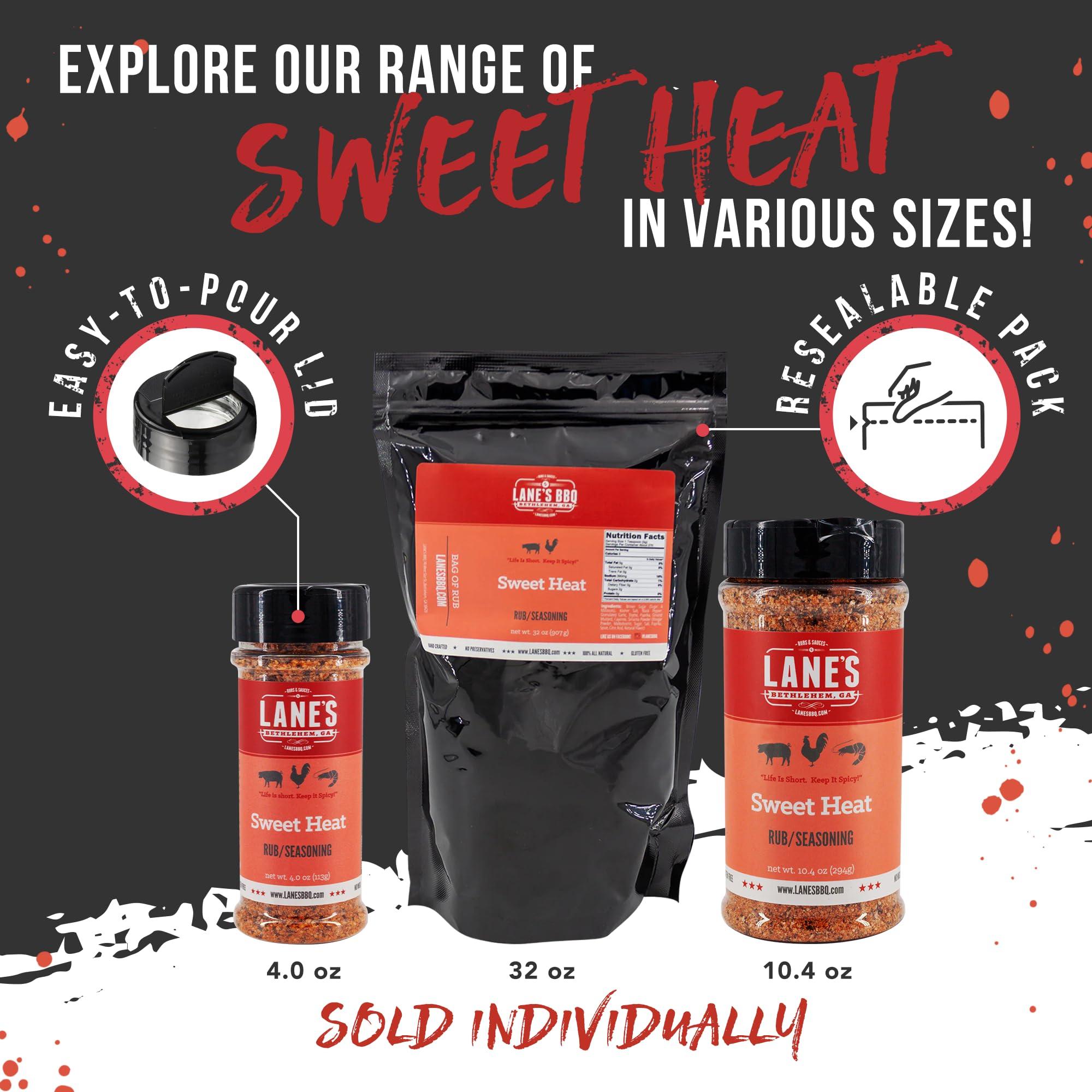 Lane\'s Lane\'s Sweet Heat Rub Seasoning, All-Natural BBQ Brisket Rub Goes Well with Butt Rub Seasoning, No MSG Brisket Seasoning &, Made in USA, 10.4 Oz