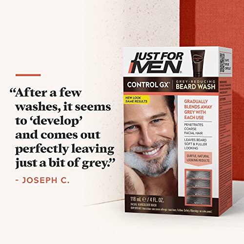 Just for Men Just For Men Control GX Grey Reducing Beard Wash Shampoo, Gradually Colors Mustache and Beard, Leaves Facial Hair Softer and Fuller, 4 Fl Oz - Pack of 1