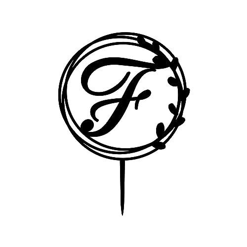 lutieger Initial Letter F Cake Topper Flowers Eucalyptus Leaves Birthday Cake Topper Calligraphy Initials Wreath Acrylic Black Nuptial Party Baking Cake Decorations Elegant Gifts for Girls Men