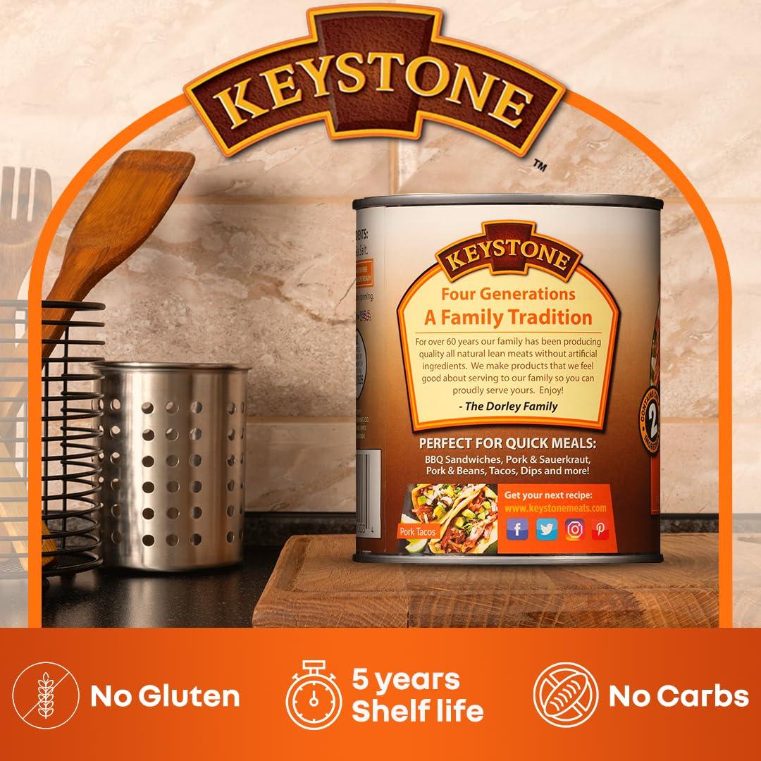 Keystone Meats Keystone Meats All Natural Canned Heat & Serve Pork 28 Oz Long Shelf Life Emergency Survival Food | Fully Cooked Ready to Eat | Gluten Free Pack of 5