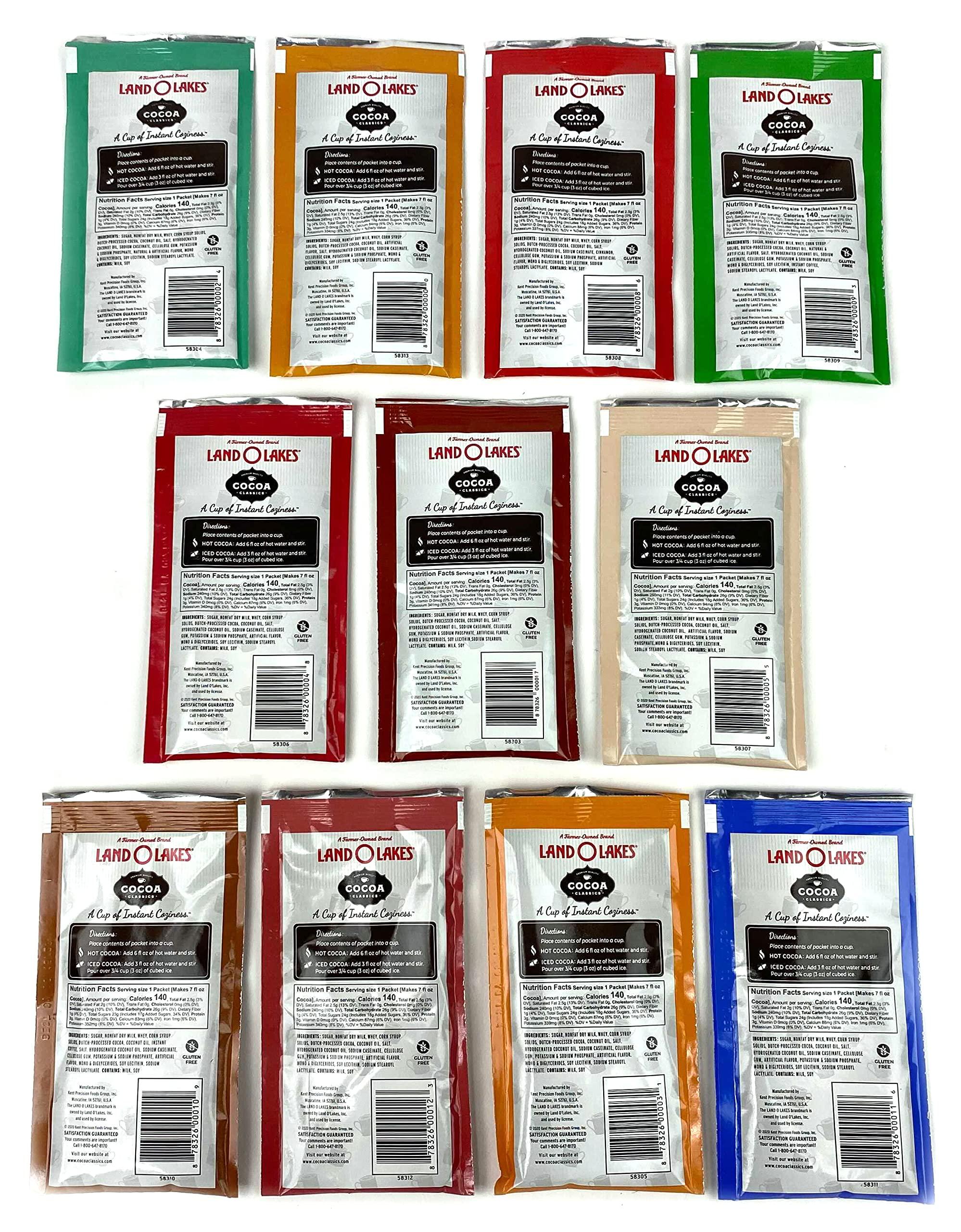 Black Tie Mercantile Land O Lakes Cocoa Classics Hot Cocoa Mix 11-Flavor Variety: One 1.25 oz Packet of Each Flavor in a BlackTie Box (11 Items Total)