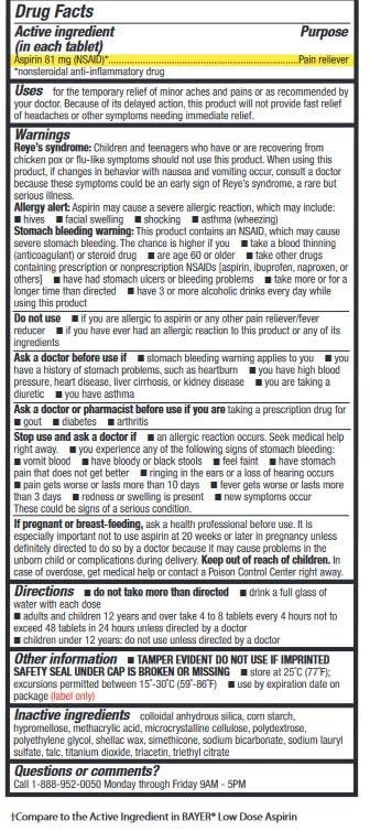 HealthA2Z HealthA2Z Aspirin 81 mg | DYE Free | Low Strength | 200 Counts | Pain Relief | Reduces Minor Aches Muscle Pain & Cramps | Fever Reducer | Reduces Headache | (NSAID)