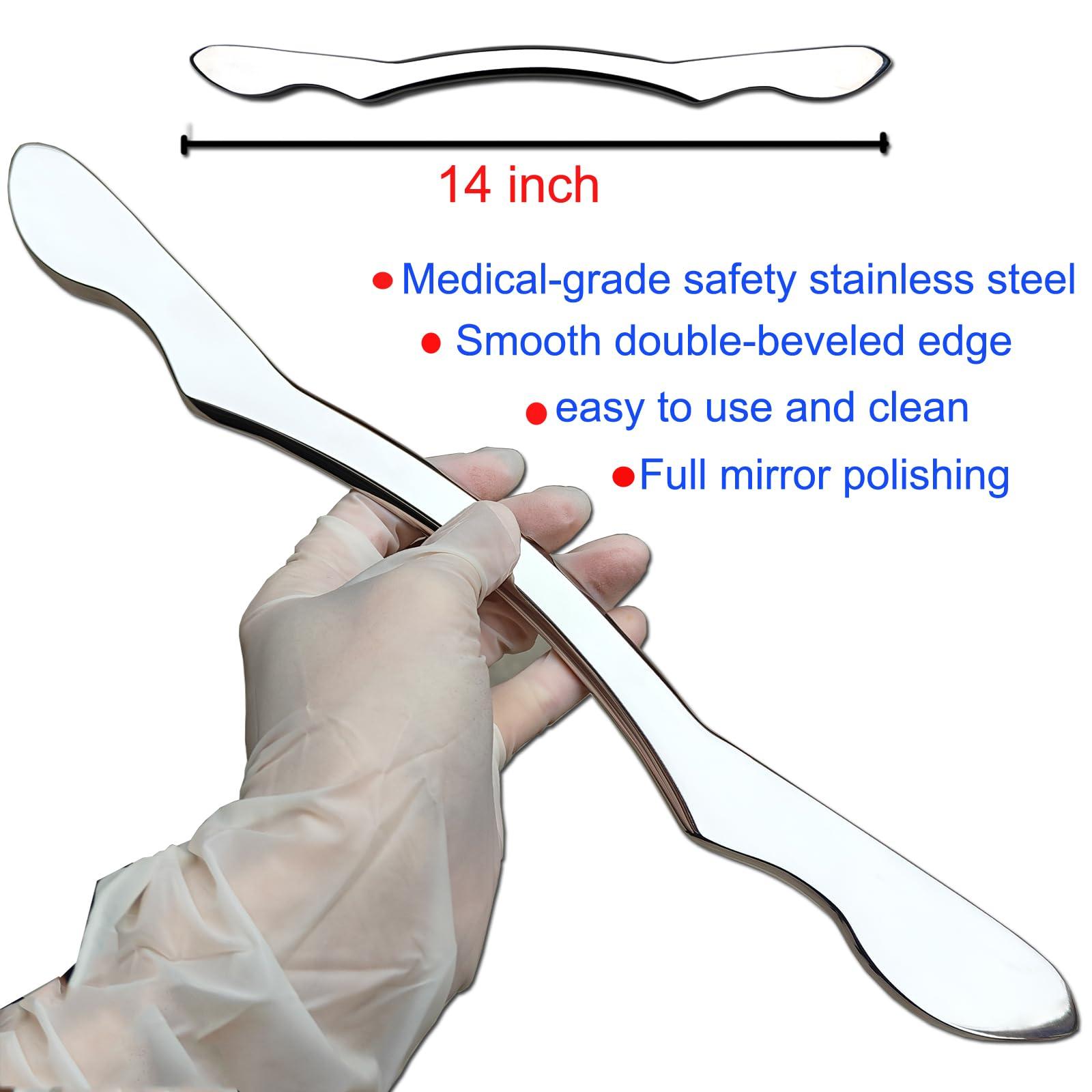 GYX COELE GYX COELE Muscle Scraper Stainless Steel Gua sha Scraping Massage Tool IASTM Tools Great Soft Tissue Mobilization Tool(Long bar)