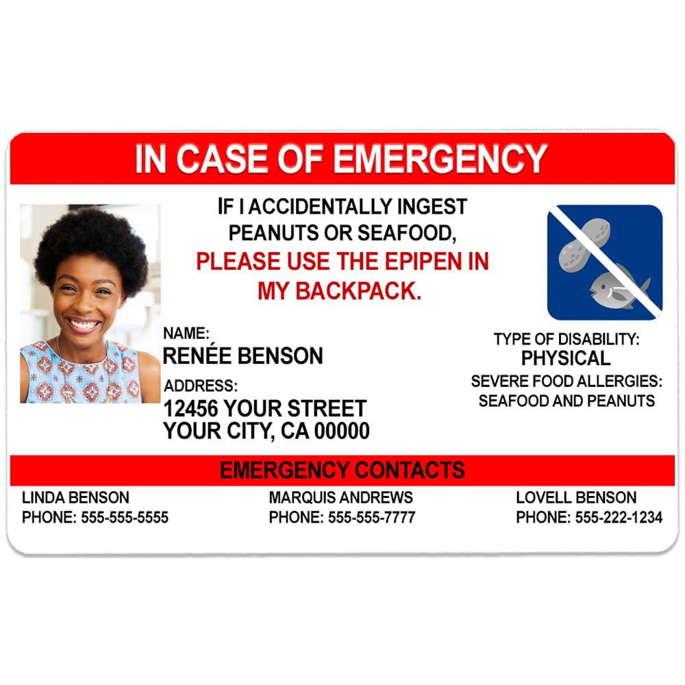 1 Cute Pooch 1 Cute Pooch Disability Alert In Case of Emergency Card (Red Emergency Card)