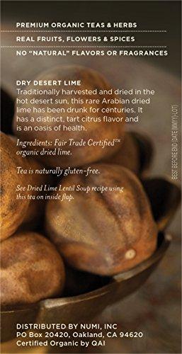 Numi Numi Organic Tea Dry Desert Lime, 18 Count Box of Tea Bags, Herbal Teasan