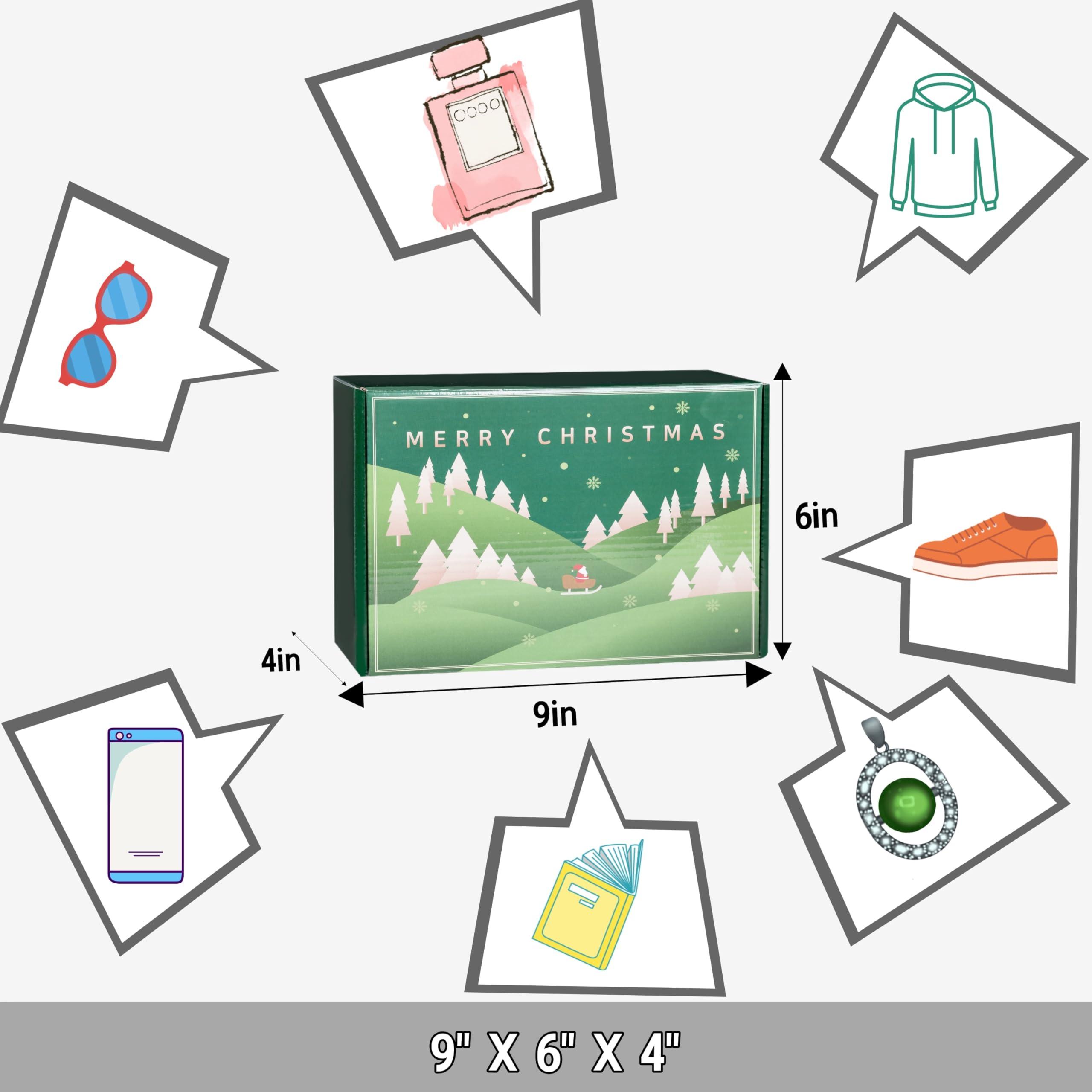 AIFHAAN Christmas Shipping Box 9x6x4 Inch, Corrugated Recyclable Mailer Gift Box with Lid for Small Business, Christmas Gift Wrapping Box Packaging Storage (9x6x4in, Christmas Green)