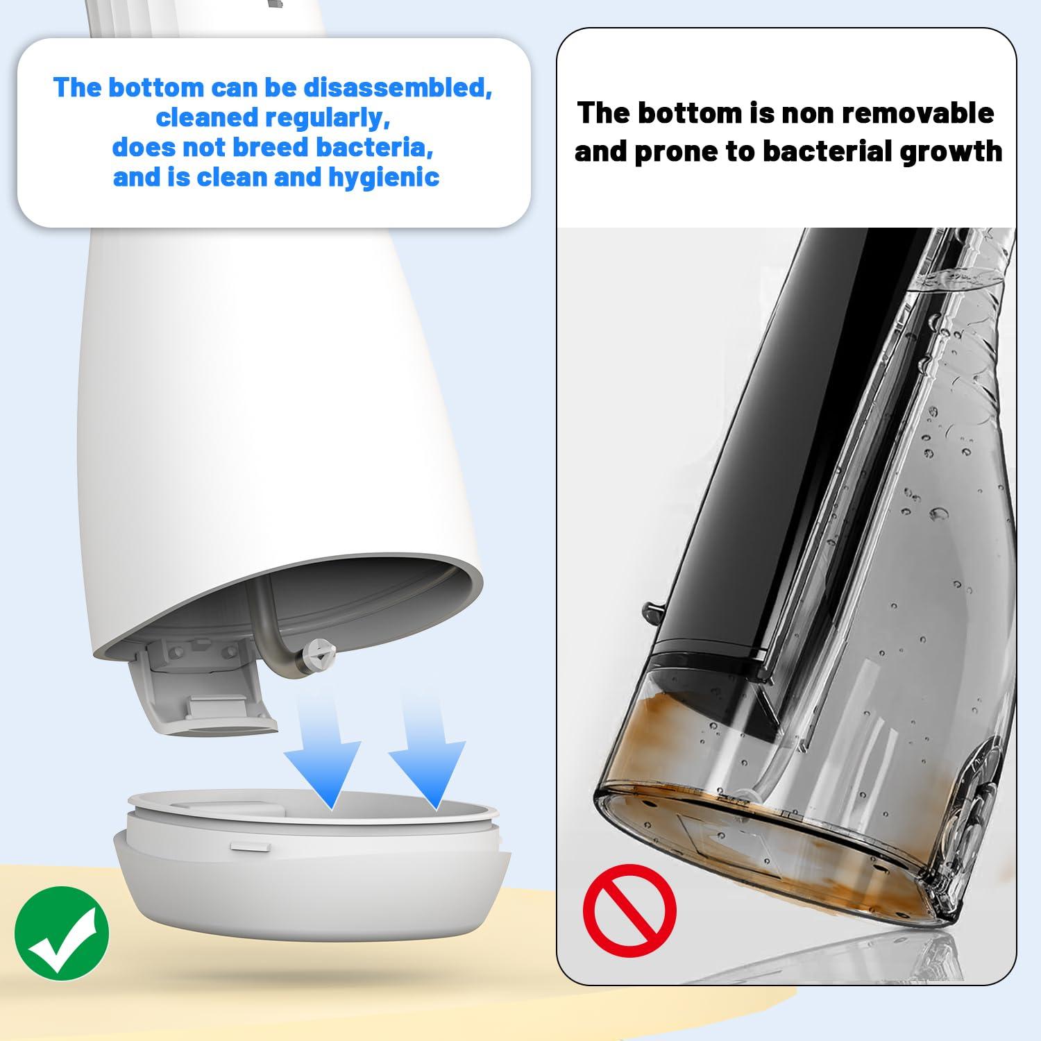 VAPTEC Power Water Flossers for Teeth Cleaning and Flossing, Water Dental Flosser Teeth Pick - Cordless Portable 6 Modes Oral Irrigator Dental, Rechargeable Travel Irrigation Cleaner IPX7 Waterproof (White)