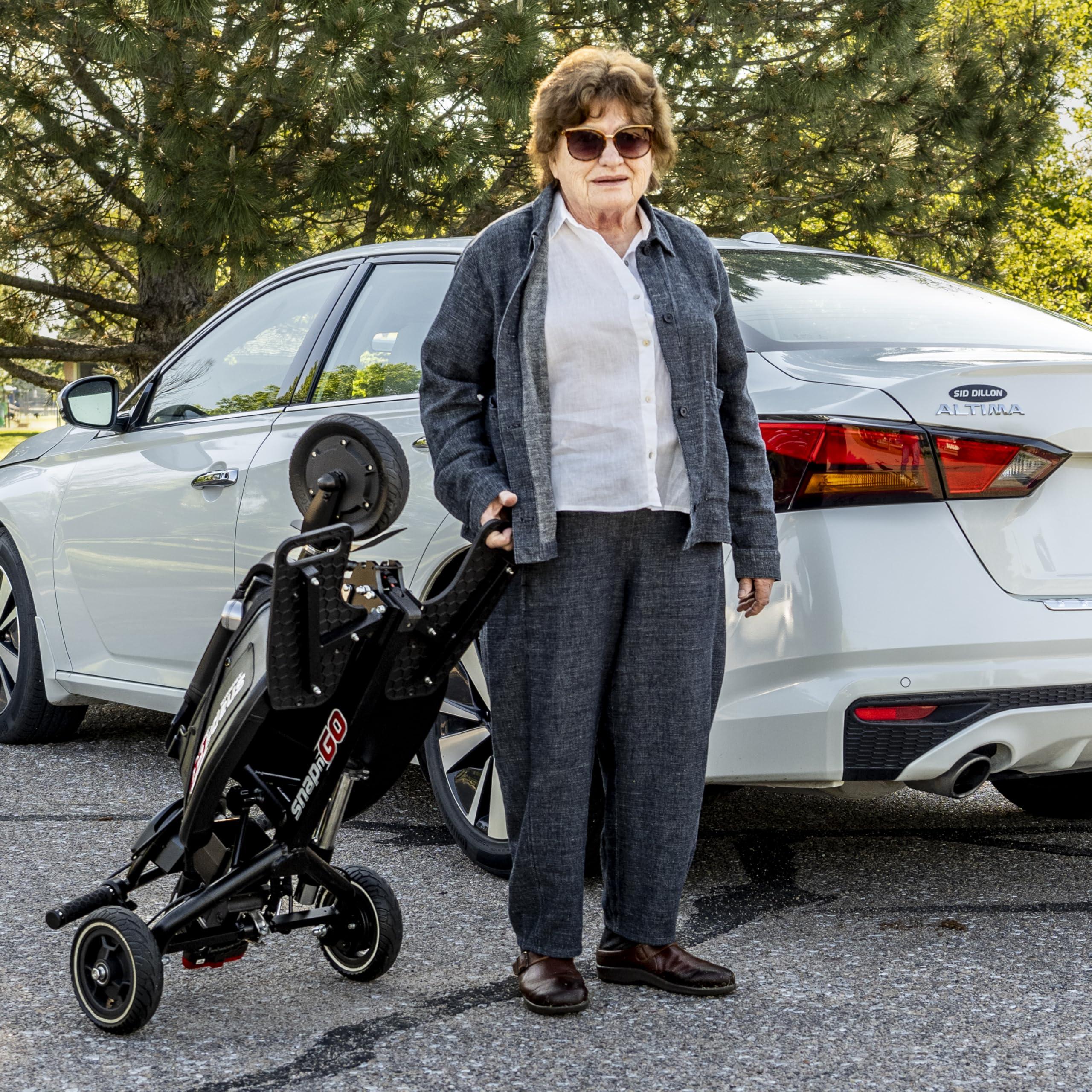 SNAPnGO SNAPnGO Three Wheel Portable Mobility Scooter for Adults - Aircraft-Grade Aluminum, Top Speeds of 7mph & 13-Mile Range - Folding & Foldable Scooter - Airline Approved Electric Sit Down Scooter