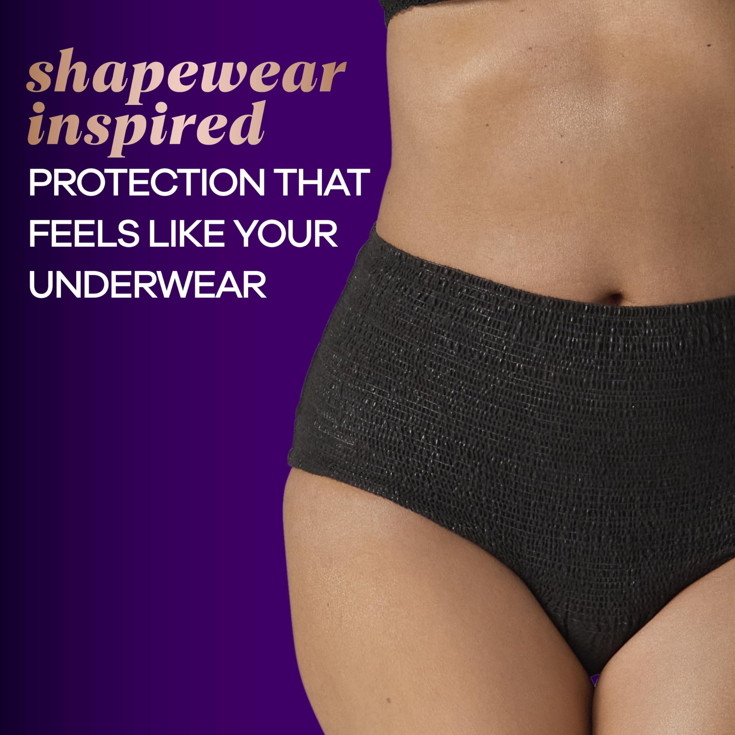 Always Discreet Always Discreet Boutique Incontinence and Postpartum Underwear for Women, Maximum Protection, XL, Black, 16 Count