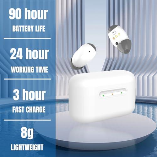 DAZZLAIT Hearing Aids with Noise Cancelling Hearing Aids for Seniors Severe Hearing Loss, Hearing aid with Charging Case Comfortable & Nearly Invisible
