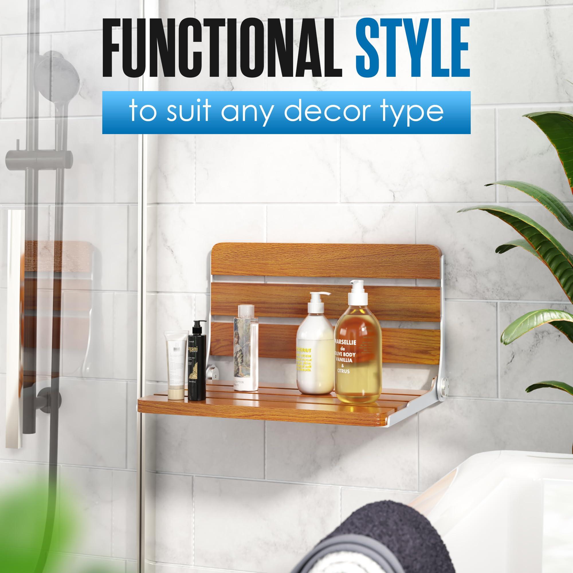 Houseables Teak Shower Seat, Folding Shower Seat Wall Mounted, Folding Shower Bench, Fold Down Shower Seat, Wall Mount Shower Seat, Wall Mount Shower Bench, Folding Teak Shower Seat, Wall Mounted Shower Bench